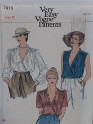 7373 EZ VOGUE FRONT WRAP BLOUSE SLVS OR NOT PATTERN SZ 14 OR 8 CHOICE